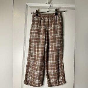 Mini Boden Vintage Brown Plaid Pull On Pants Size 5-6Y
